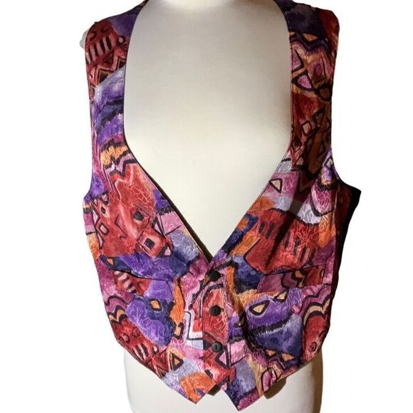 Vintage 80’s Vest Waistcoat, Abstract Print. Size Medium. - Picture 8 of 15